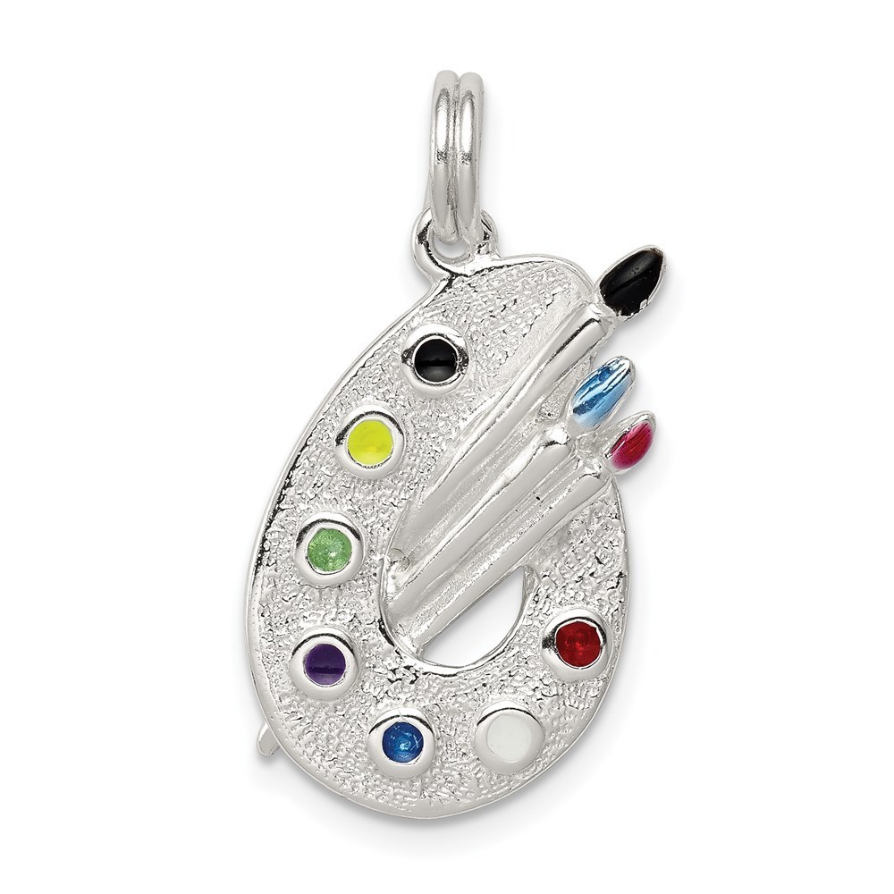 Sterling Silver Rhodium-Plated Enameled Painting Palette Charm 58$